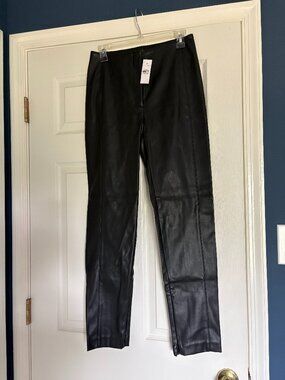 NWT Ann Taylor Black Faux Leather Pants Size 2